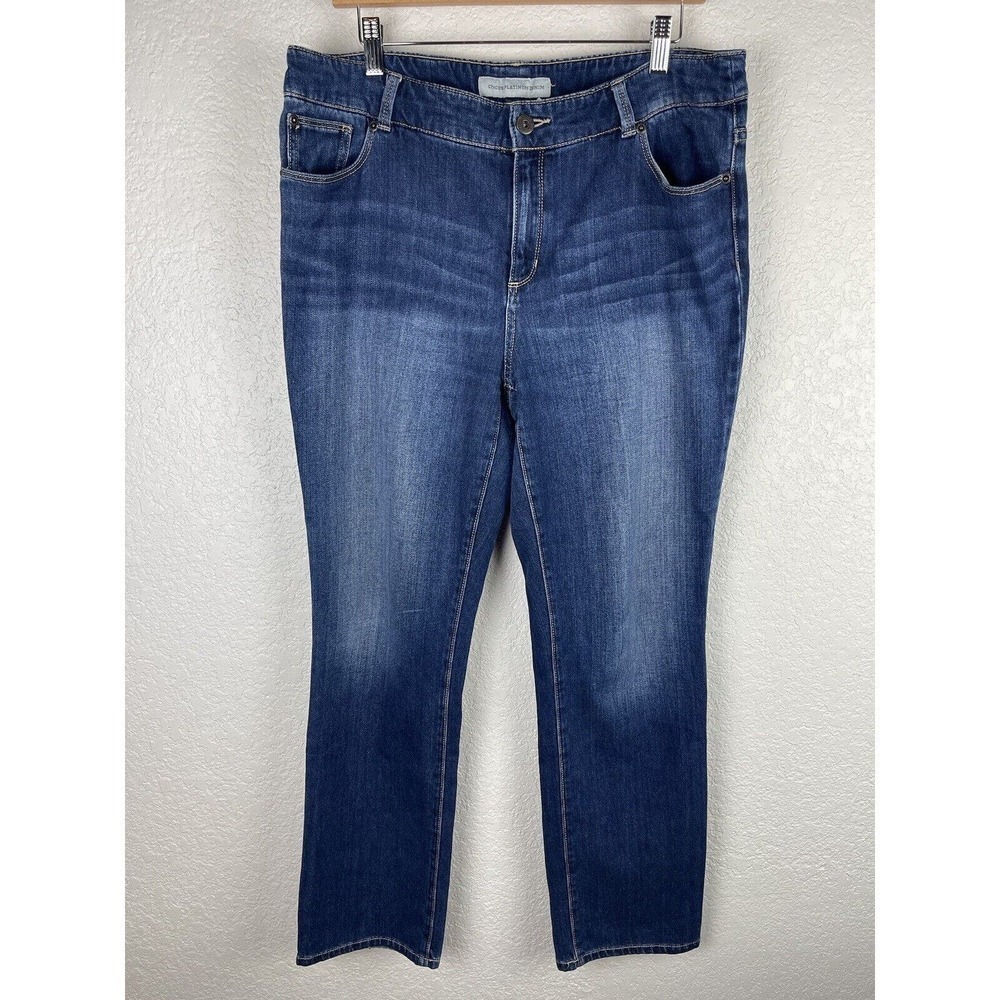 Chicos Platinum‎ Denim Womens Jeans Size 2.5 US 14 Dark Wash Stretch Midrise